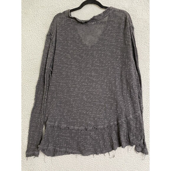 Free People Oversized Ocean Air Hacci Dark Grey Size Small Long Sleeve V Neck - Picture 6 of 9